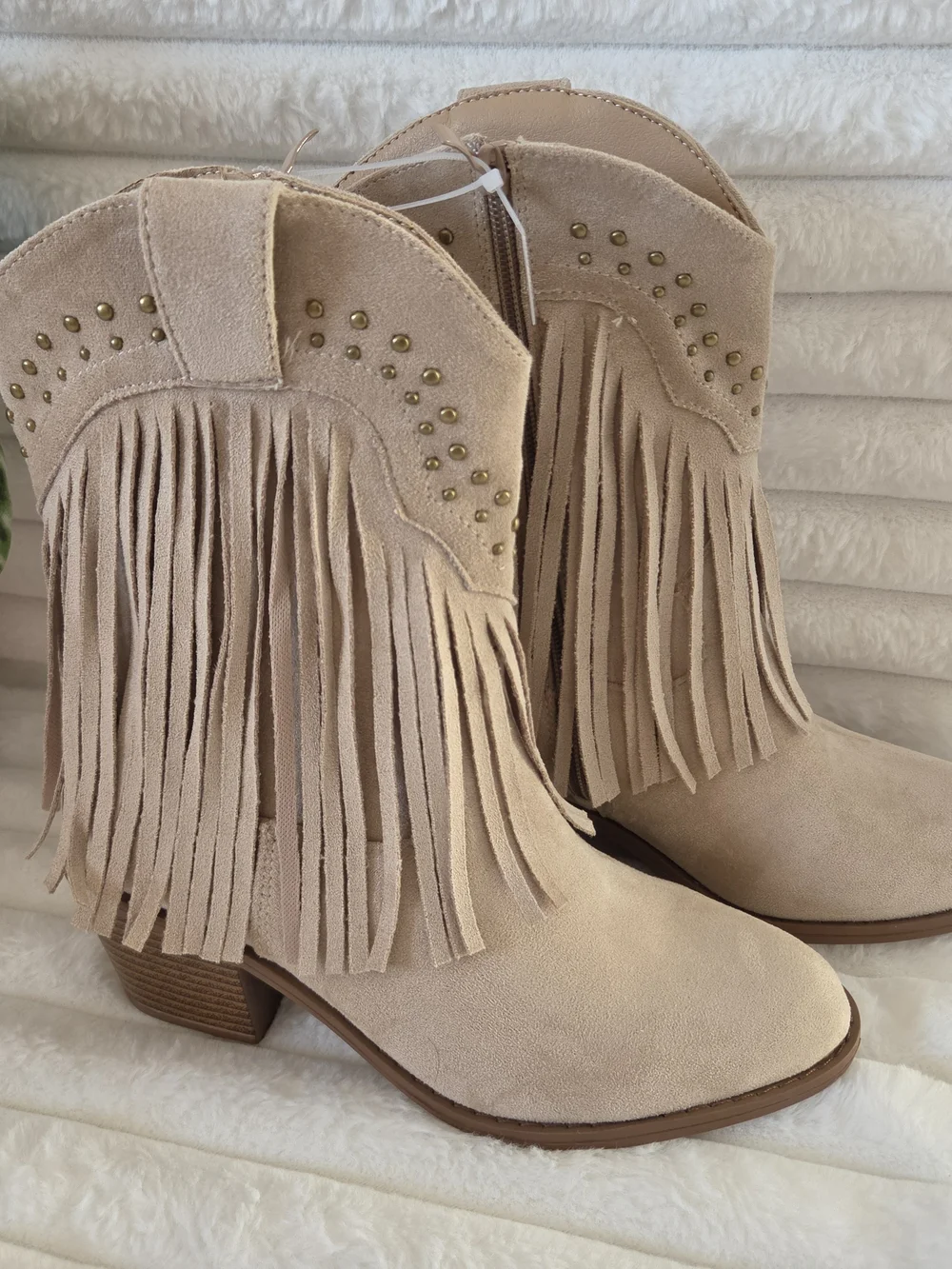 Olivia & Kate beige suede